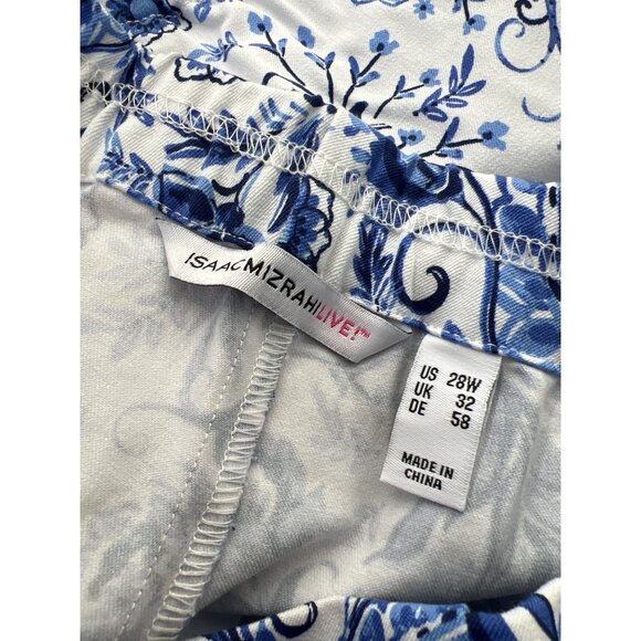 Isaac Mizrahi Live Regular 24/7 Ankle Length Printed Pants 28W Blue Floral NEW - Picture 4 of 6